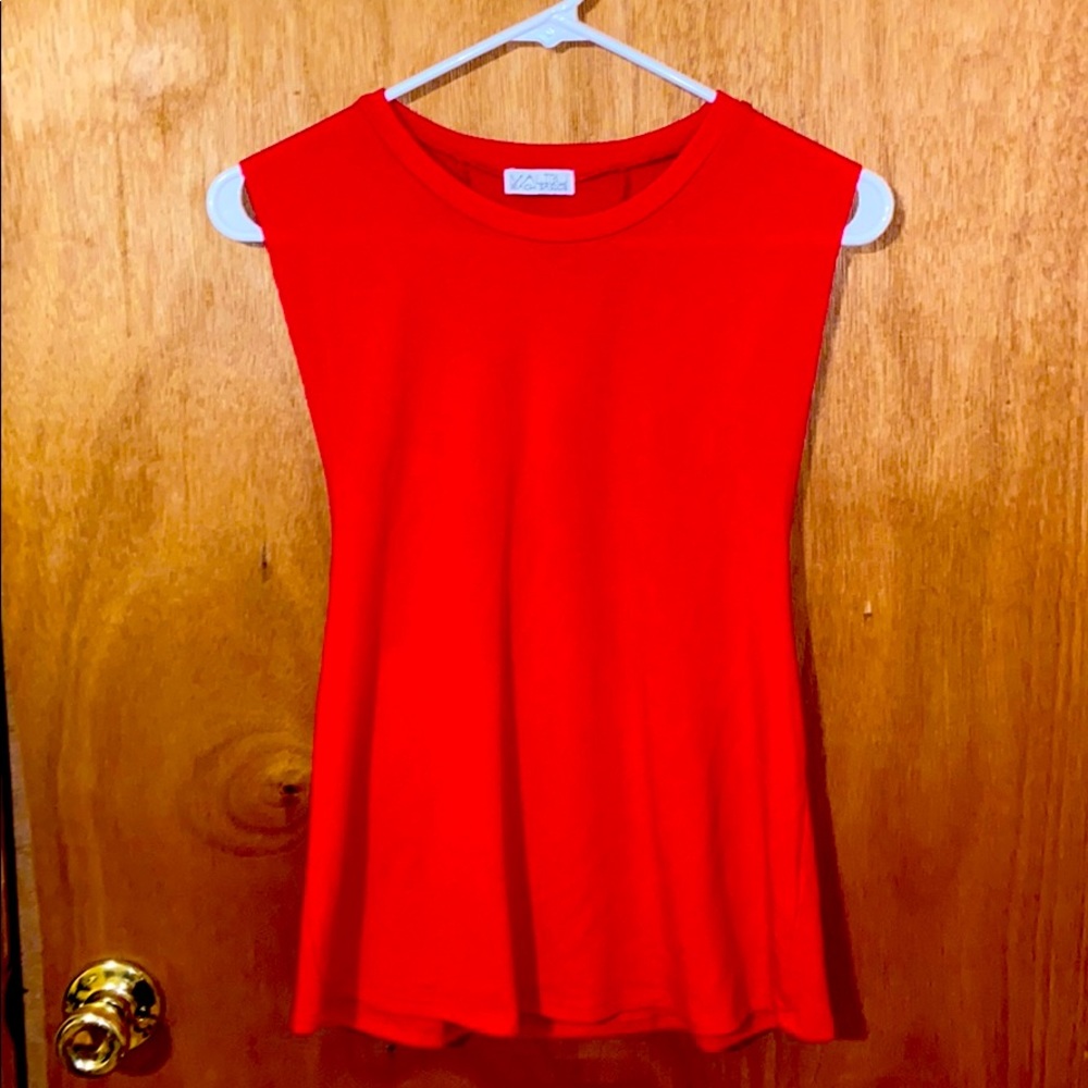 Red Cotton Sleeveless Tank
